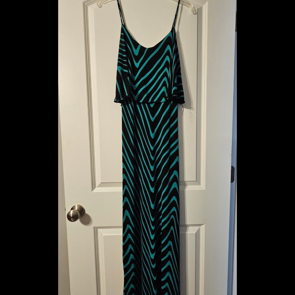 Charlotte Russe Black and Blue Spaghetti Strap Maxi Sundress